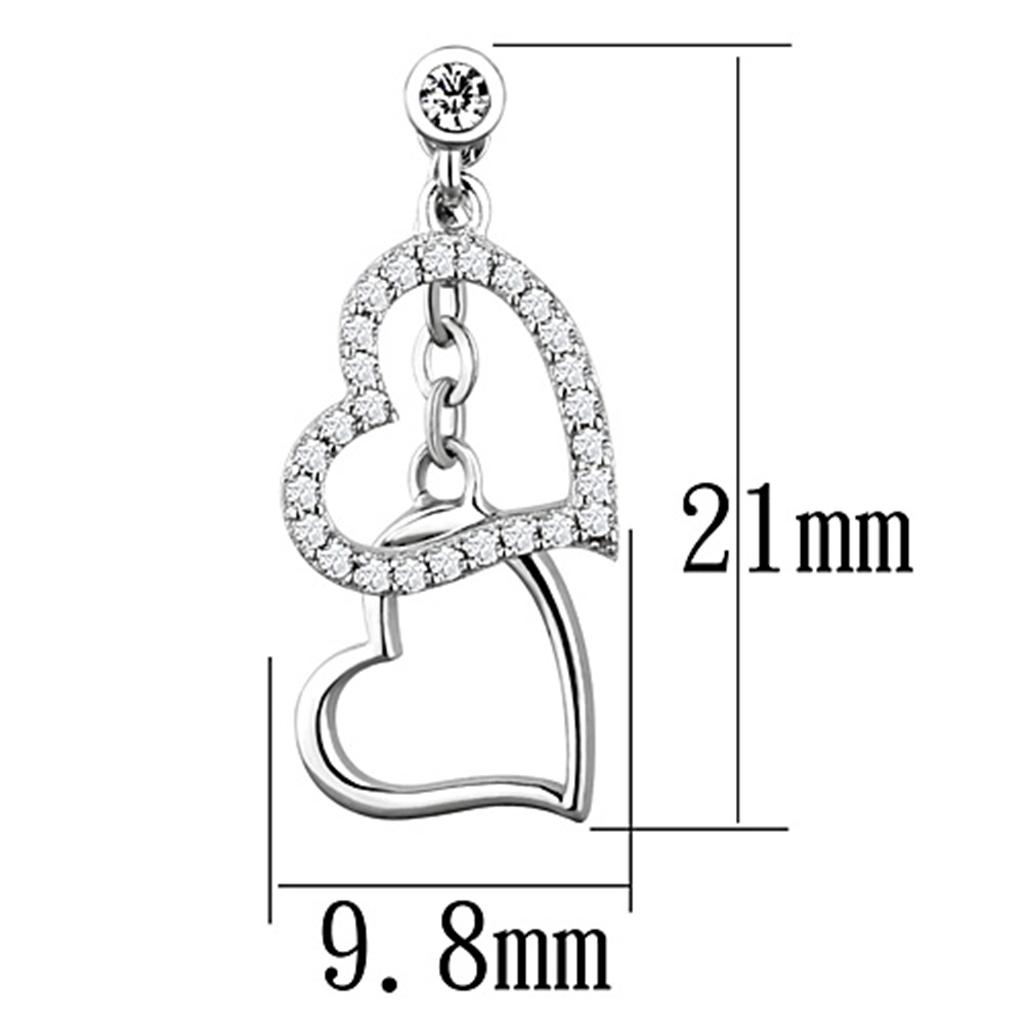 MATS160 - Rhodium 925 Sterling Silver Earrings with AAA Grade CZ in Clear