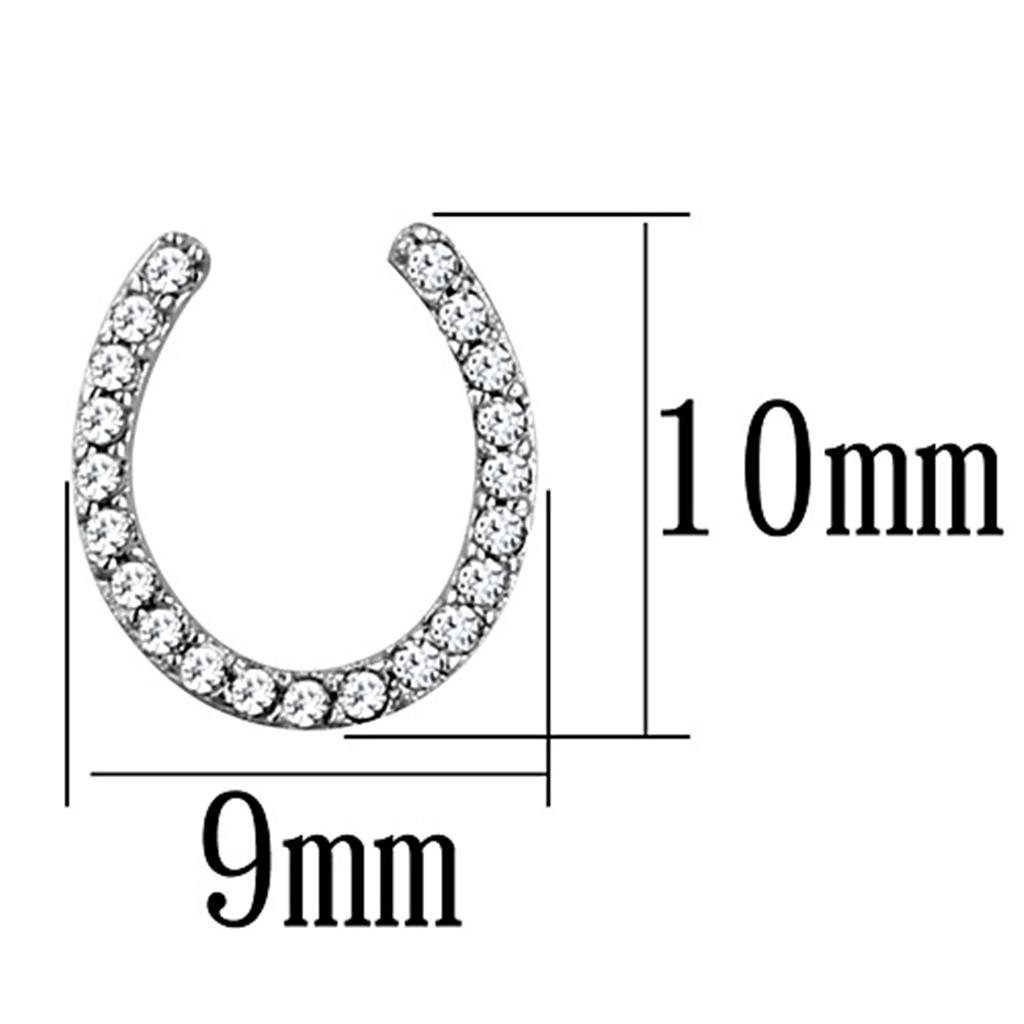 MATS162 - Rhodium 925 Sterling Silver Earrings with AAA Grade CZ in Clear