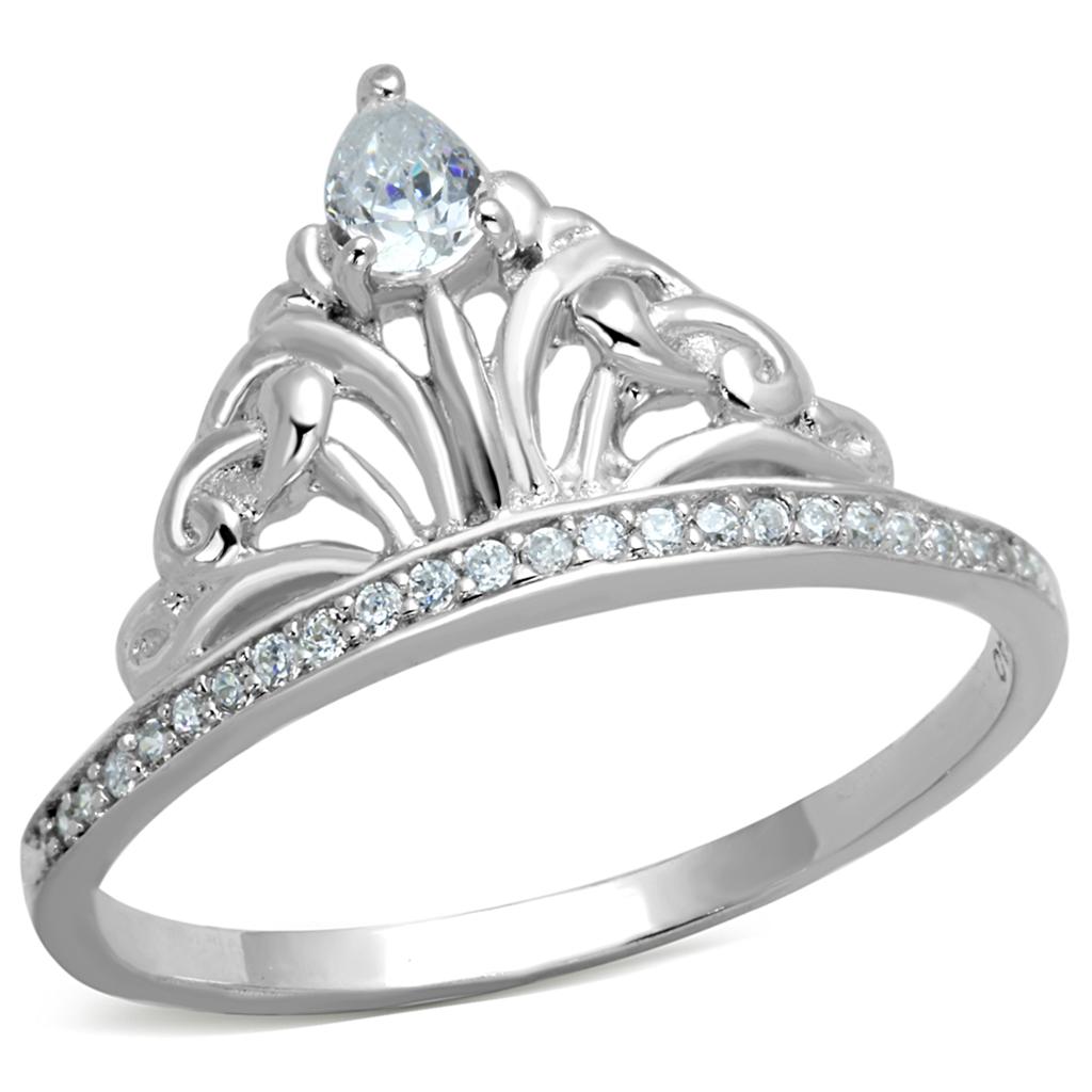 MATS191 - Rhodium 925 Sterling Silver Ring with AAA Grade CZ in Clear
