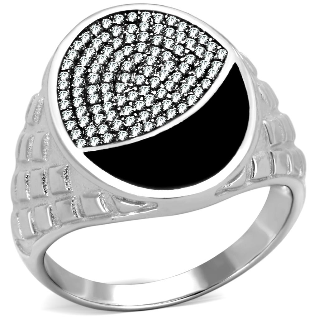 MATS216 - Rhodium 925 Sterling Silver Ring with AAA Grade CZ in Clear