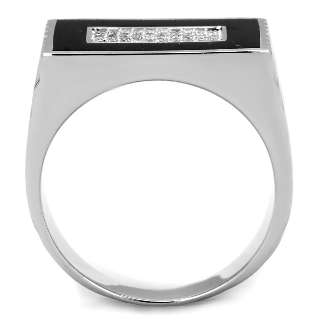MATS220 - Rhodium 925 Sterling Silver Ring with AAA Grade CZ in Clear