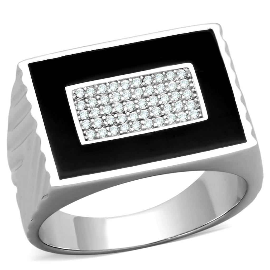 MATS220 - Rhodium 925 Sterling Silver Ring with AAA Grade CZ in Clear