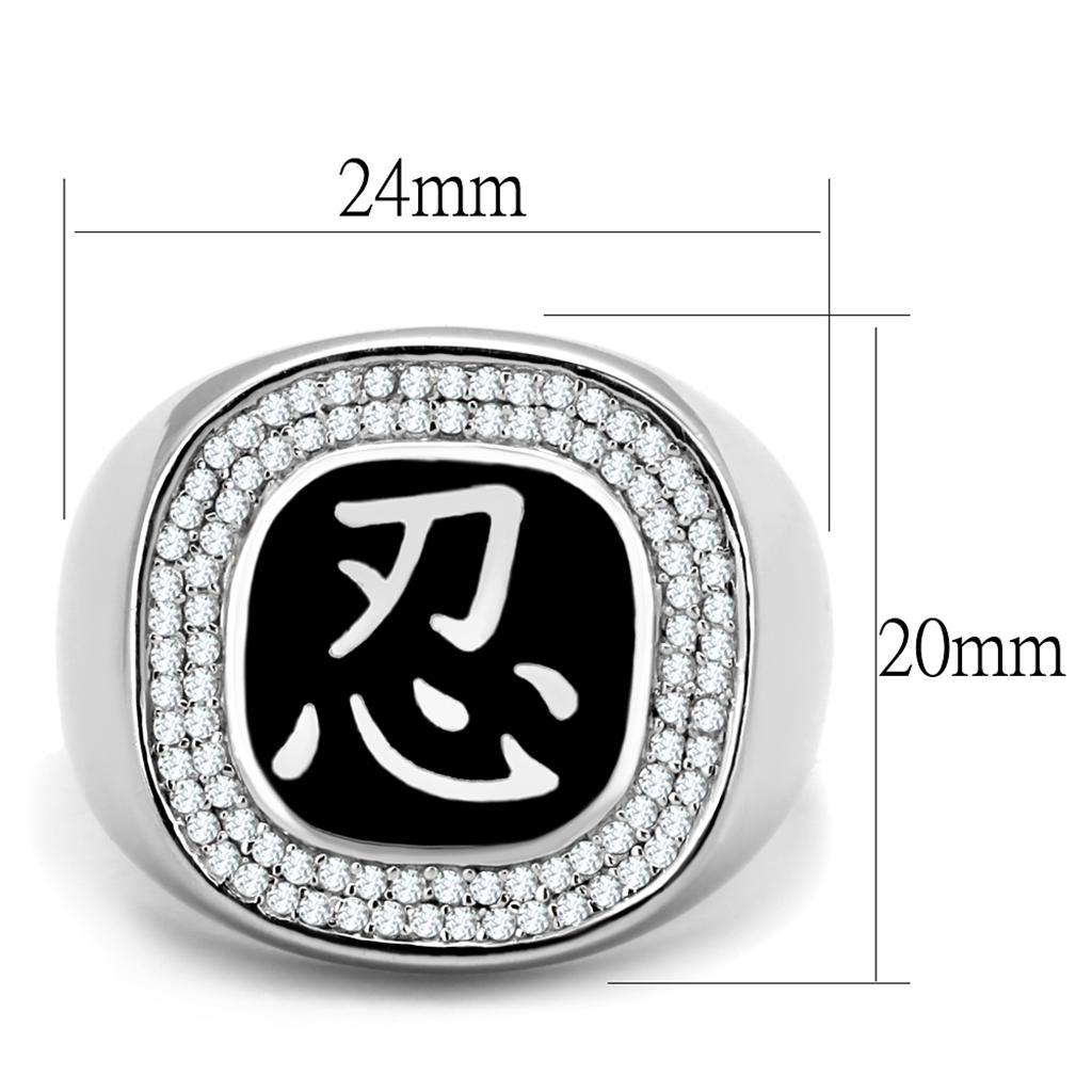 MATS225 - Rhodium 925 Sterling Silver Ring with AAA Grade CZ in Clear