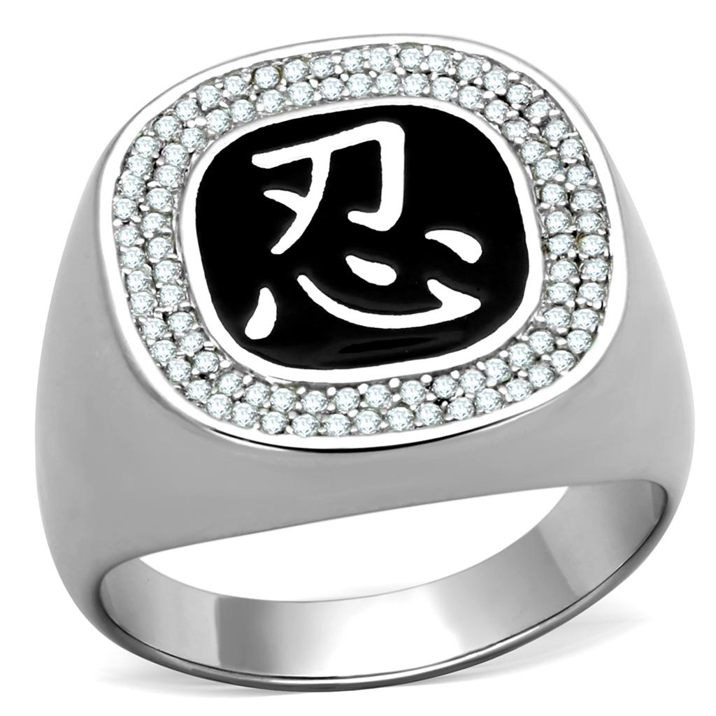 MATS225 - Rhodium 925 Sterling Silver Ring with AAA Grade CZ in Clear