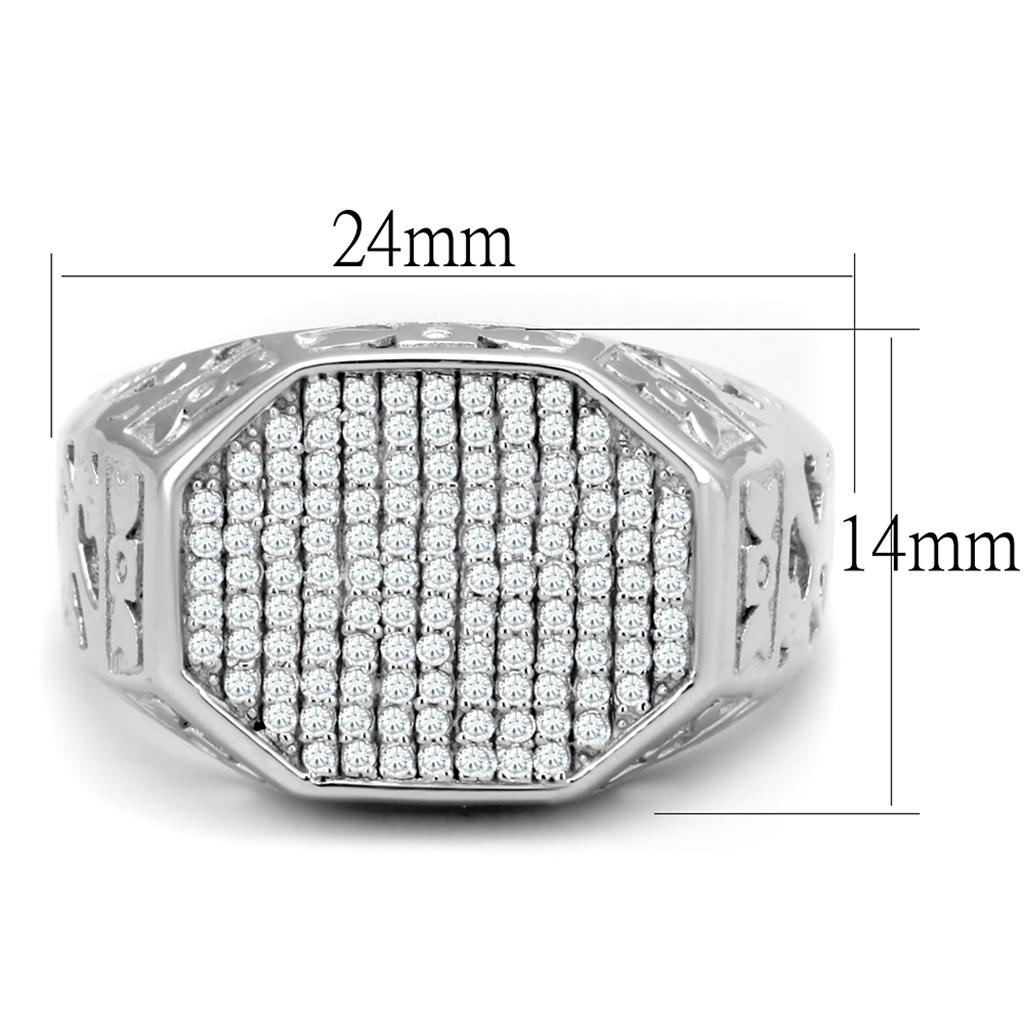 MATS229 - Rhodium 925 Sterling Silver Ring with AAA Grade CZ in Clear