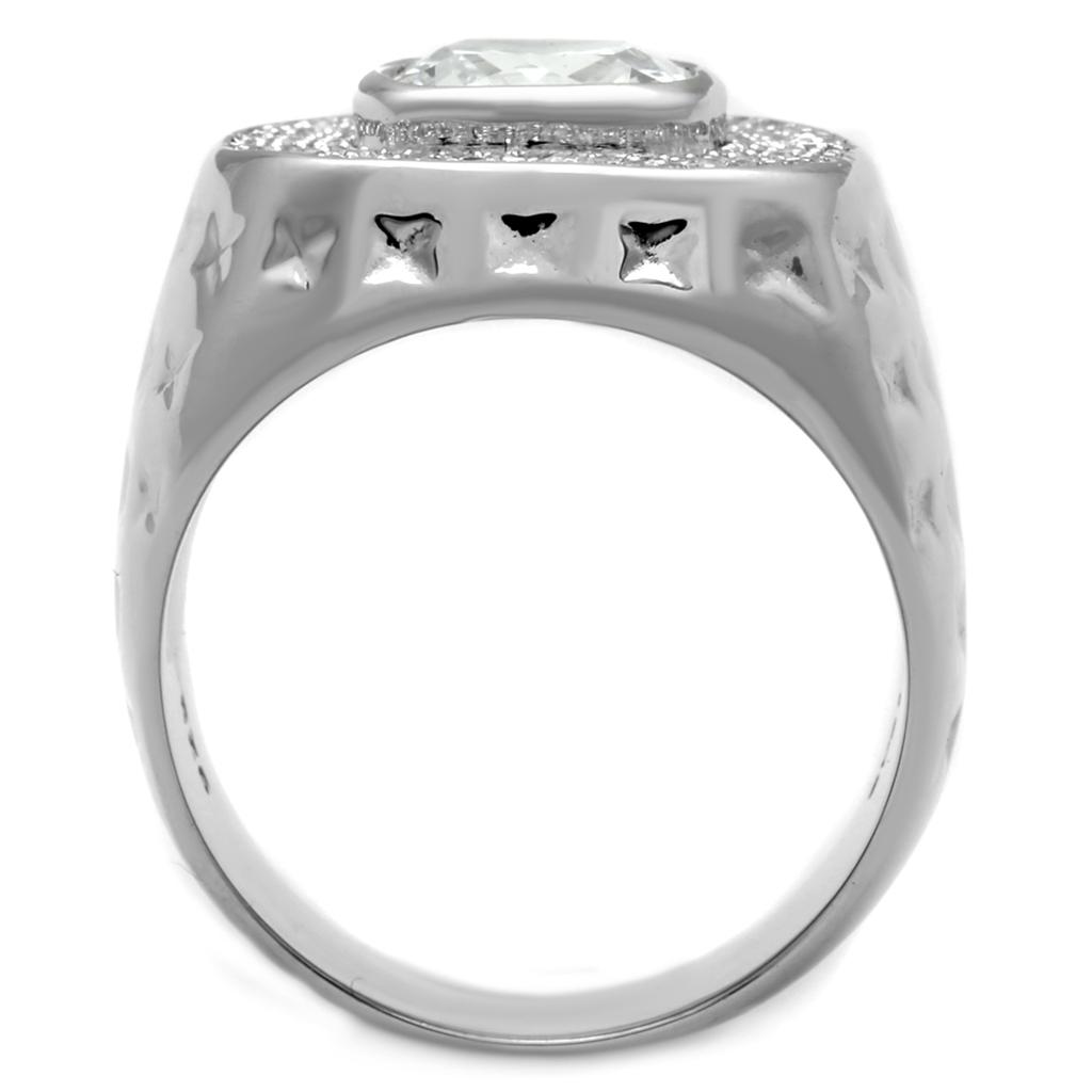 MATS231 - Rhodium 925 Sterling Silver Ring with AAA Grade CZ in Clear