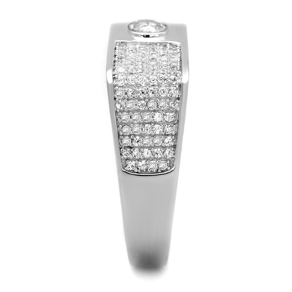 MATS239 - Rhodium 925 Sterling Silver Ring with AAA Grade CZ in Clear