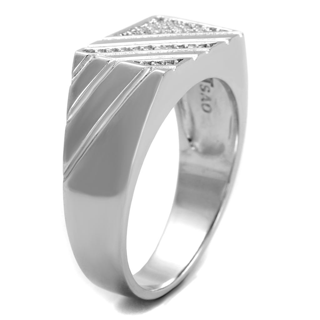 MATS240 - Rhodium 925 Sterling Silver Ring with AAA Grade CZ in Clear