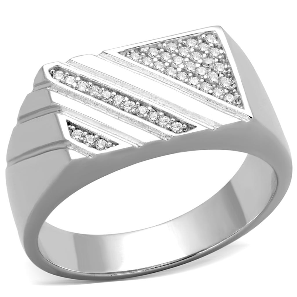 MATS240 - Rhodium 925 Sterling Silver Ring with AAA Grade CZ in Clear