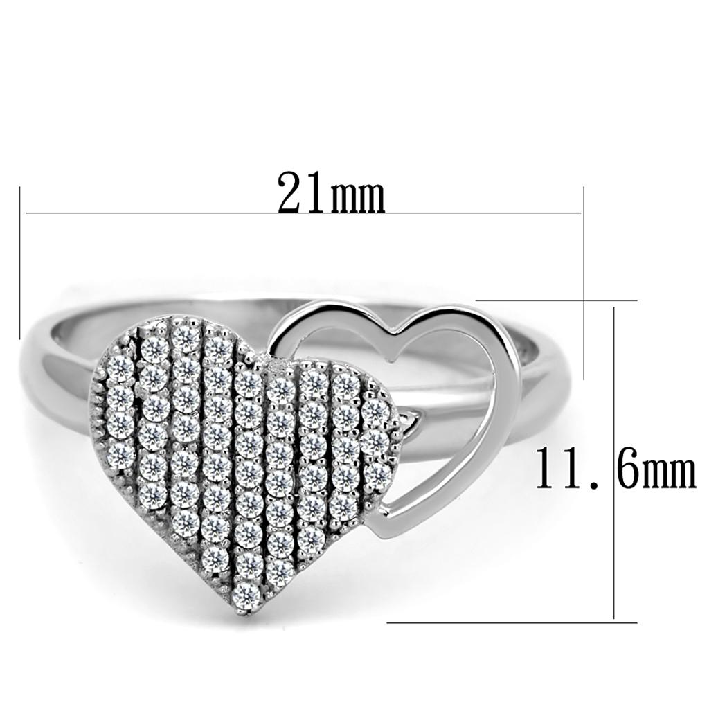 MATS260 - Rhodium 925 Sterling Silver Ring with AAA Grade CZ in Clear
