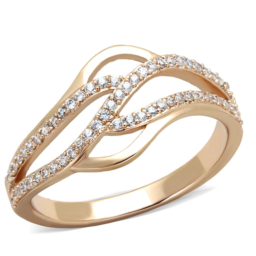 MATS276 - Rose Gold 925 Sterling Silver Ring with AAA Grade CZ in Clear