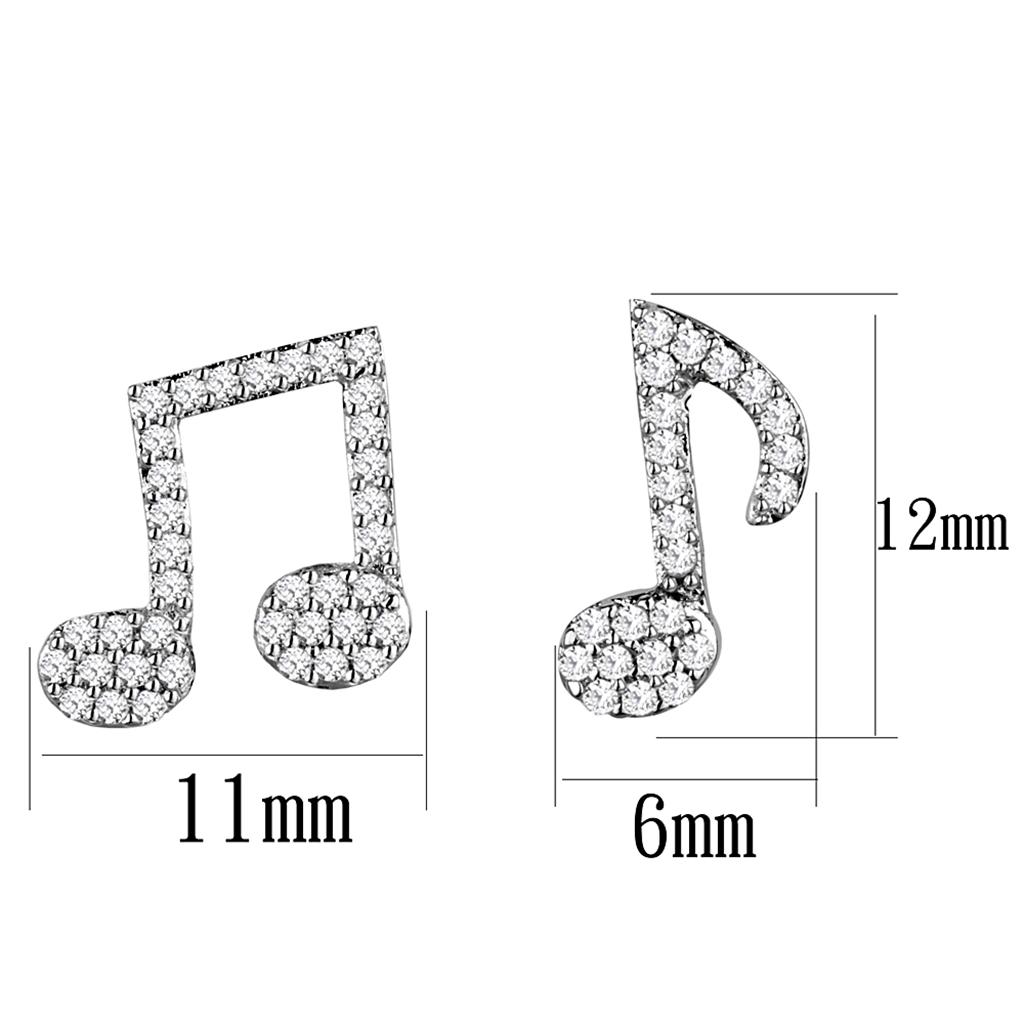MATS285 - Rhodium 925 Sterling Silver Earrings with AAA Grade CZ in Clear