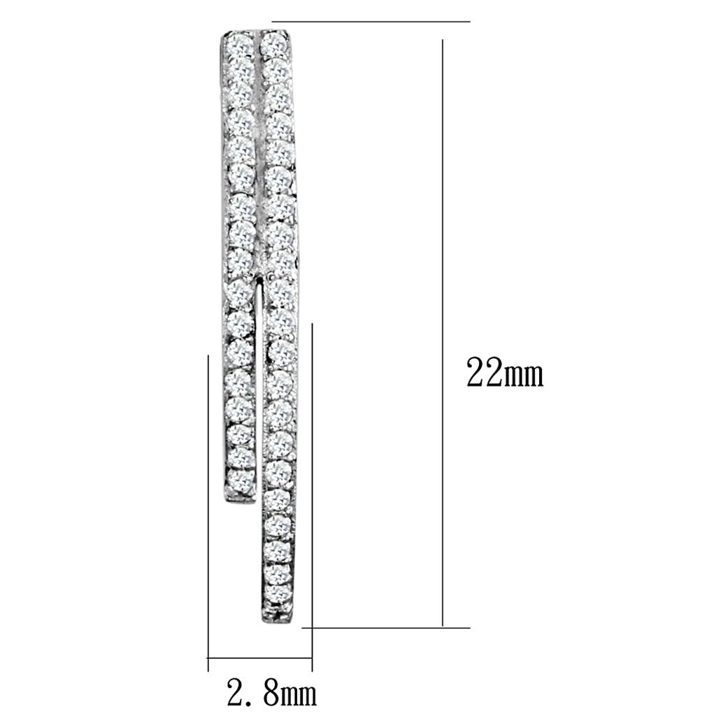 MATS293 - Rhodium 925 Sterling Silver Earrings with AAA Grade CZ in Clear