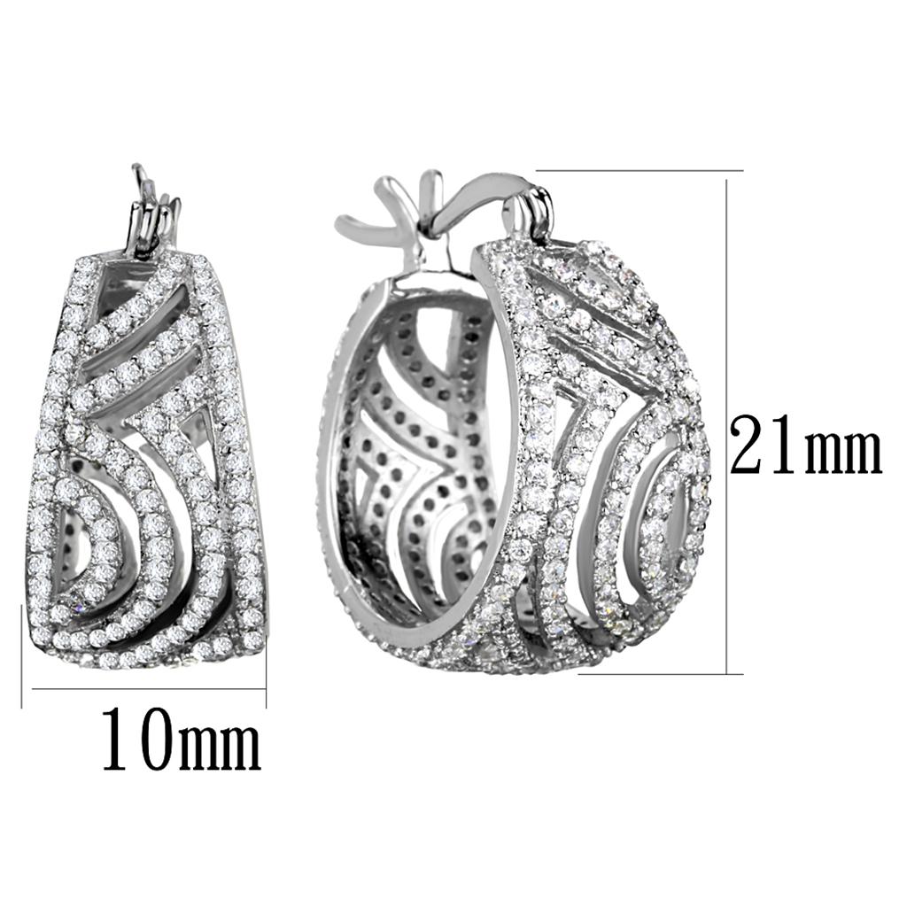 MATS296 - Rhodium 925 Sterling Silver Earrings with AAA Grade CZ in Clear