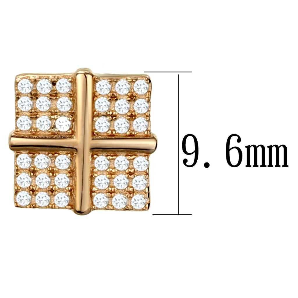 MATS322 - Rose Gold 925 Sterling Silver Earrings with AAA Grade CZ in Clear