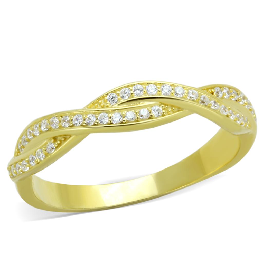 MATS341 - Gold 925 Sterling Silver Ring with AAA Grade CZ in Clear