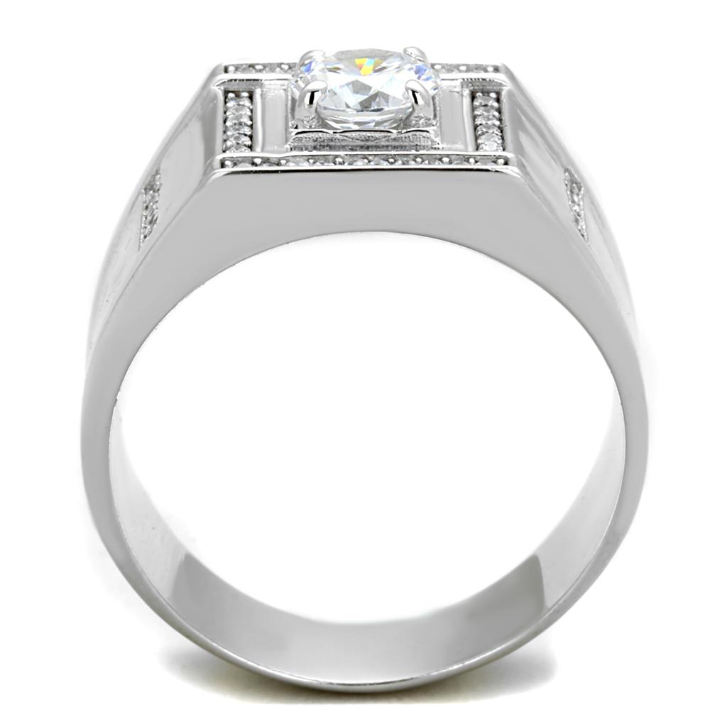 MATS386 - Rhodium 925 Sterling Silver Ring with AAA Grade CZ in Clear