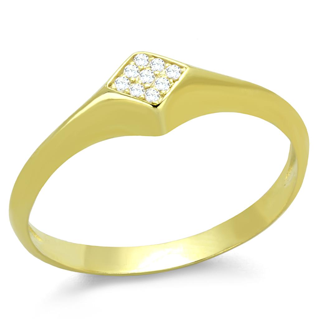 MATS406 - Gold 925 Sterling Silver Ring with AAA Grade CZ in Clear