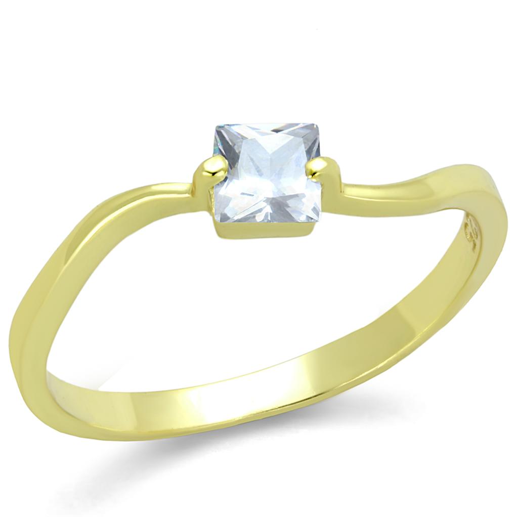MATS407 - Gold 925 Sterling Silver Ring with AAA Grade CZ in Clear