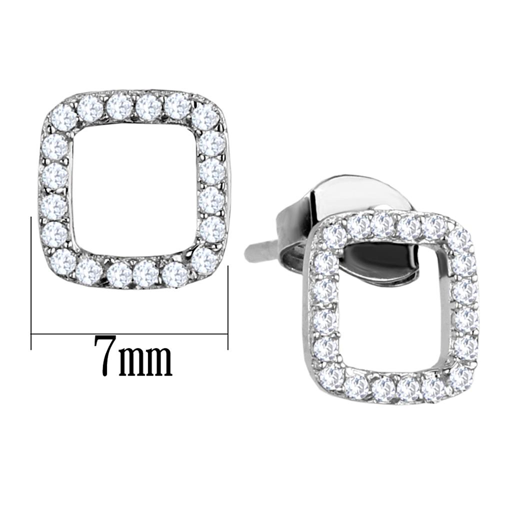 MATS445 - Rhodium 925 Sterling Silver Earrings with AAA Grade CZ in Clear