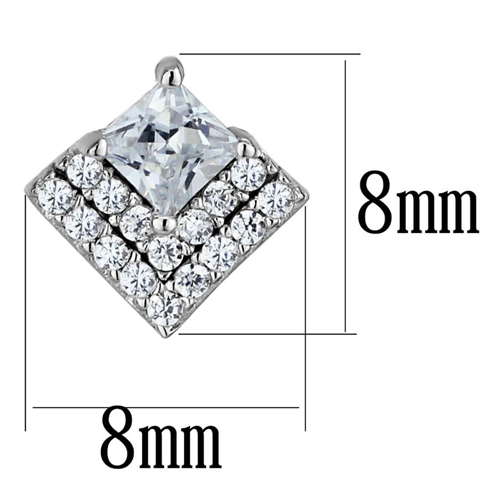 MATS493 - Rhodium 925 Sterling Silver Earrings with AAA Grade CZ in Clear
