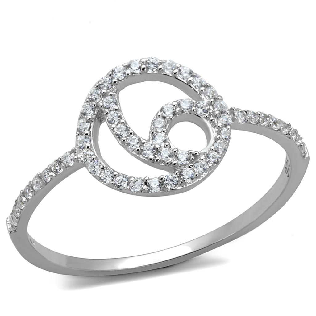 MATS519 - Rhodium 925 Sterling Silver Ring with AAA Grade CZ in Clear