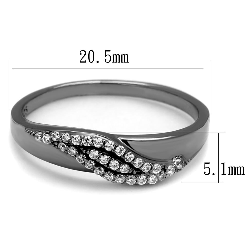 MATS524 - Ruthenium 925 Sterling Silver Ring with AAA Grade CZ in Clear