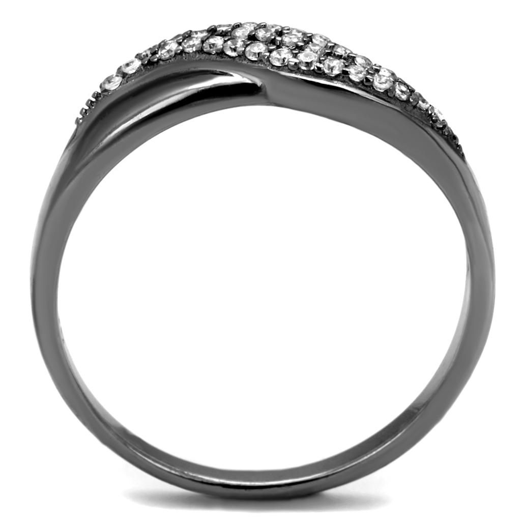 MATS524 - Ruthenium 925 Sterling Silver Ring with AAA Grade CZ in Clear