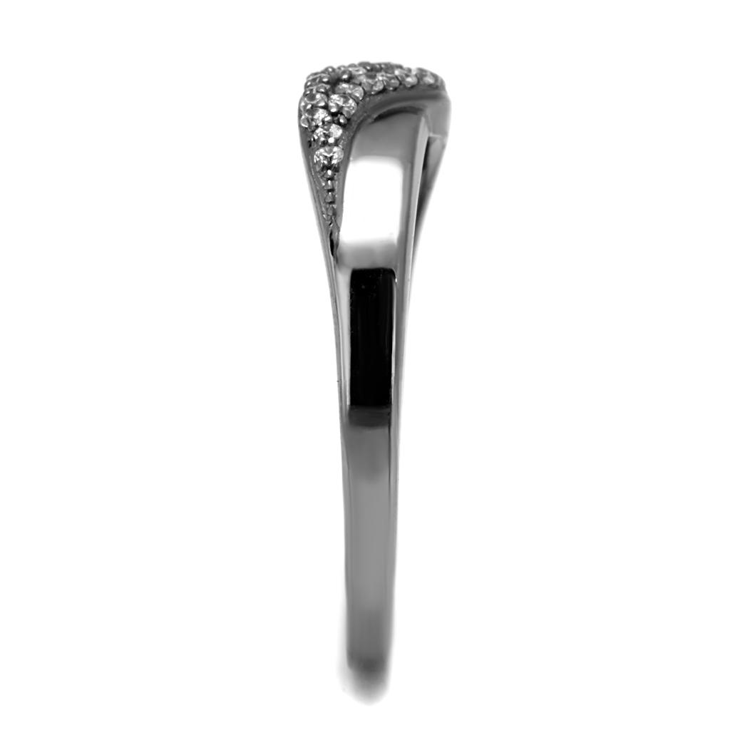 MATS524 - Ruthenium 925 Sterling Silver Ring with AAA Grade CZ in Clear