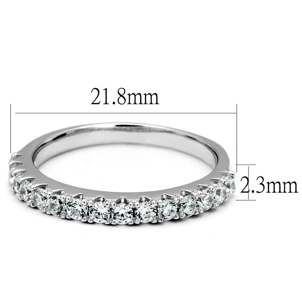 MATS534 - Rhodium 925 Sterling Silver Ring with AAA Grade CZ in Clear