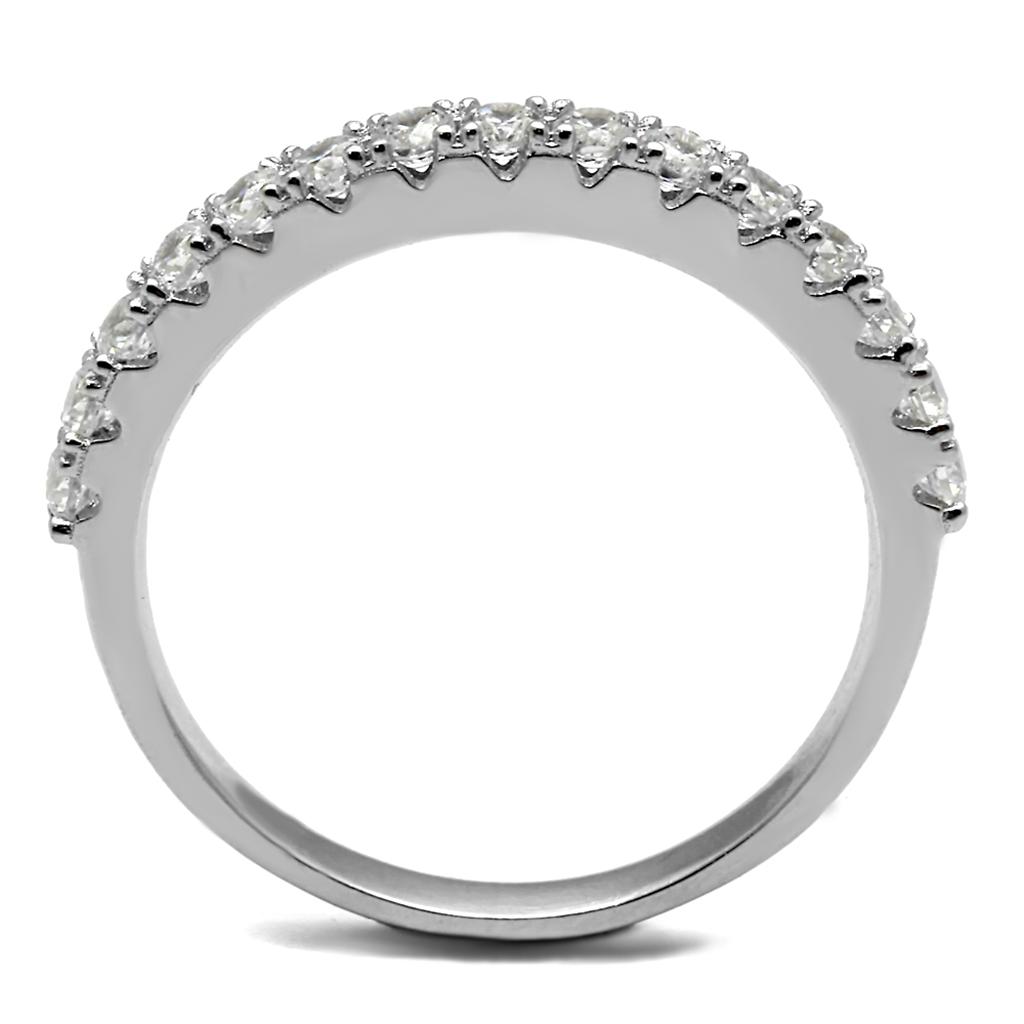 MATS534 - Rhodium 925 Sterling Silver Ring with AAA Grade CZ in Clear