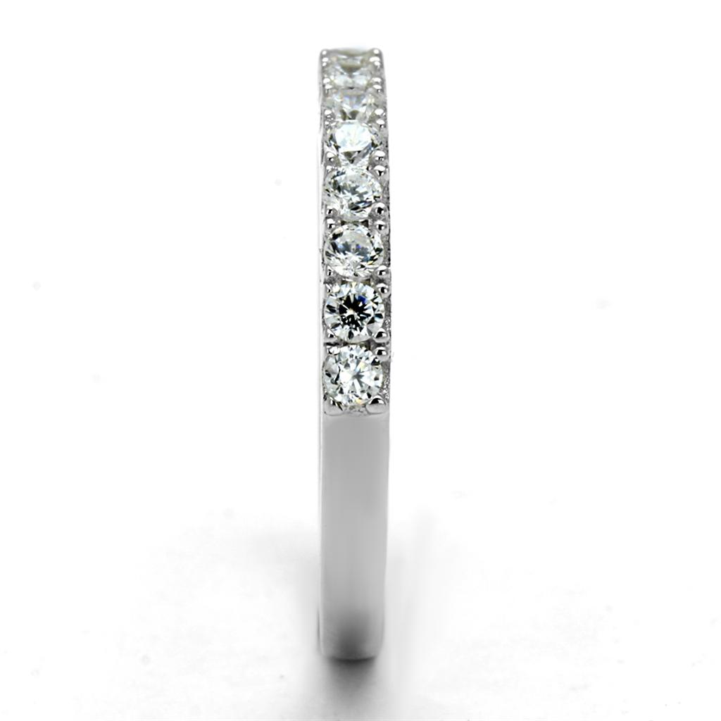 MATS534 - Rhodium 925 Sterling Silver Ring with AAA Grade CZ in Clear