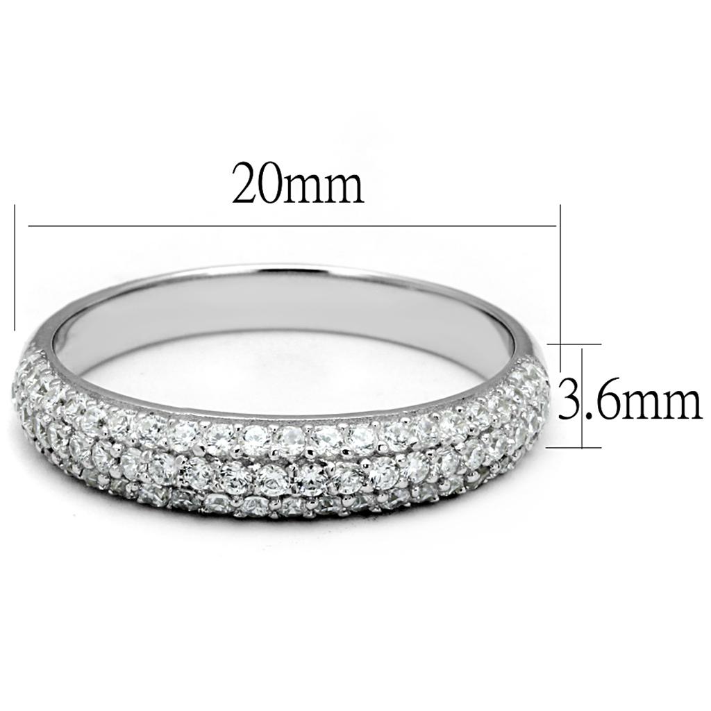 MATS535 - Rhodium 925 Sterling Silver Ring with AAA Grade CZ in Clear