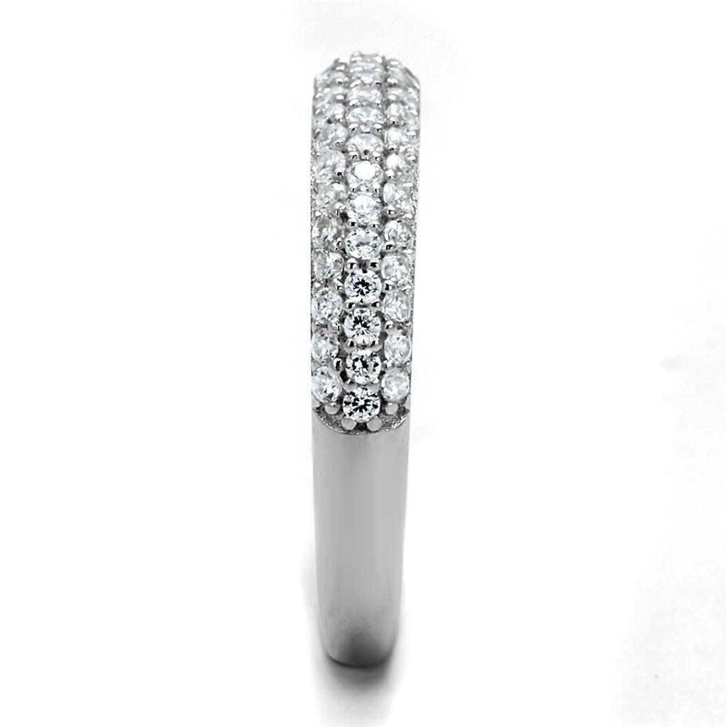 MATS535 - Rhodium 925 Sterling Silver Ring with AAA Grade CZ in Clear