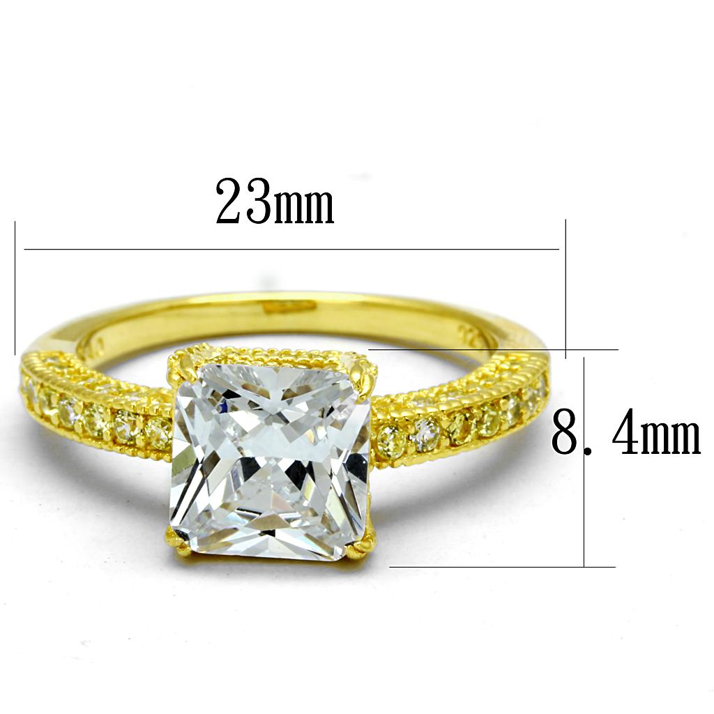 MATS539 - Gold 925 Sterling Silver Ring with AAA Grade CZ in Clear