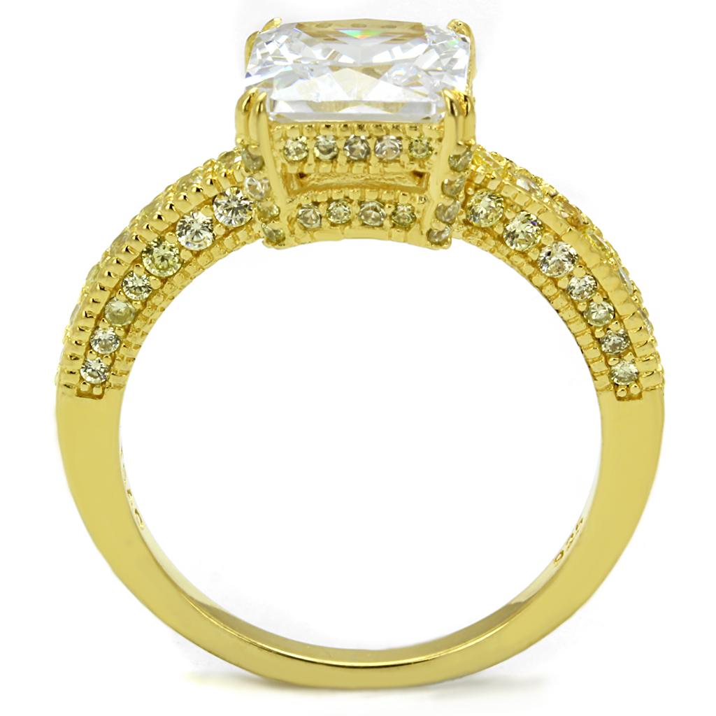 MATS539 - Gold 925 Sterling Silver Ring with AAA Grade CZ in Clear