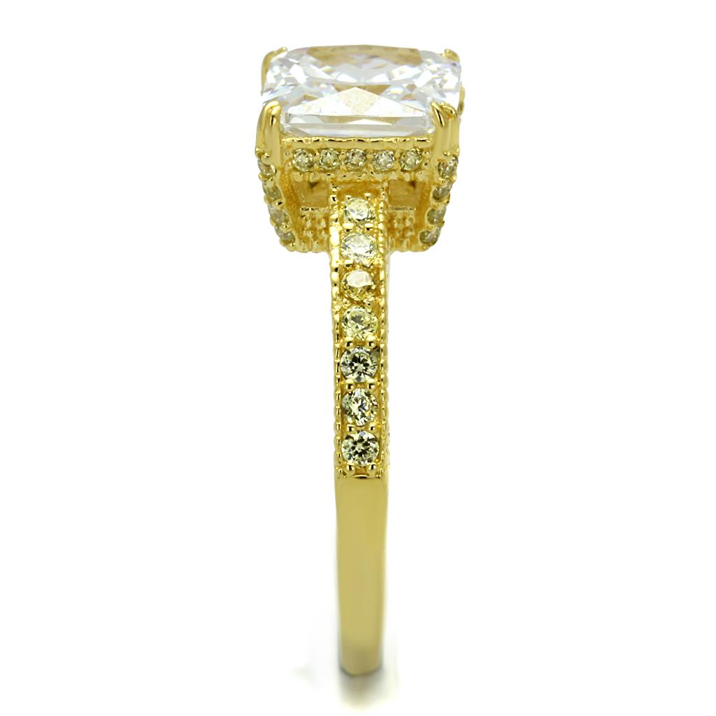 MATS539 - Gold 925 Sterling Silver Ring with AAA Grade CZ in Clear