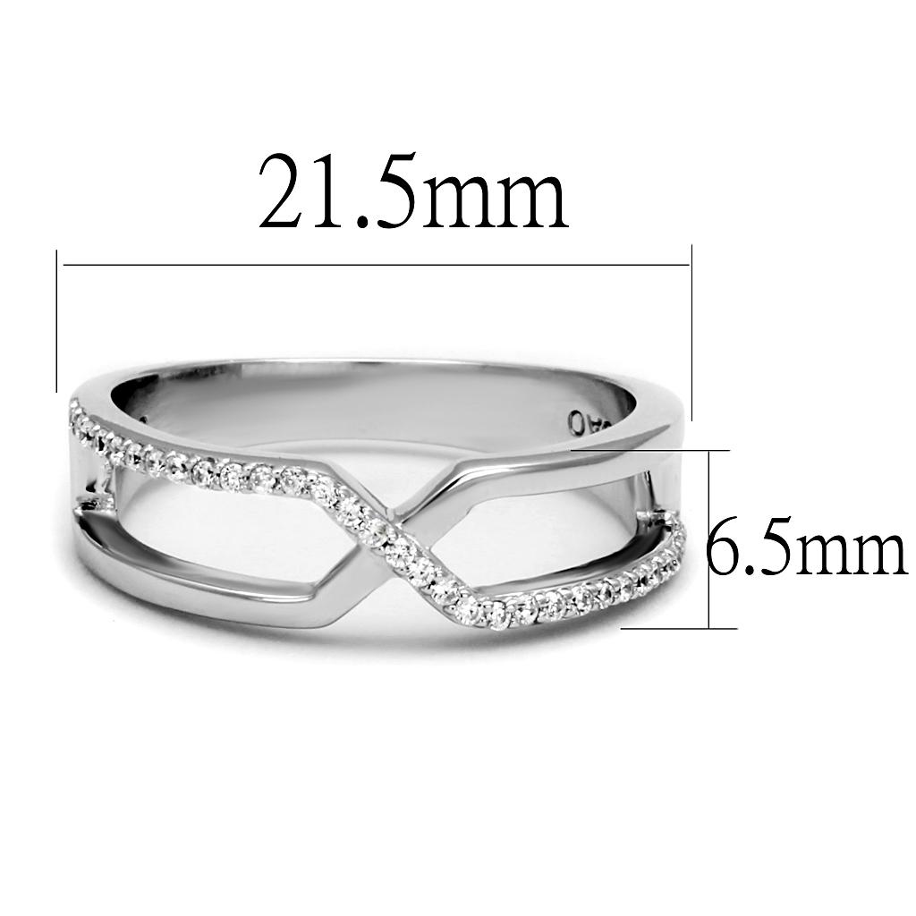 MATS540 - Rhodium 925 Sterling Silver Ring with AAA Grade CZ in Clear