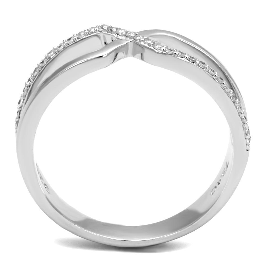 MATS540 - Rhodium 925 Sterling Silver Ring with AAA Grade CZ in Clear