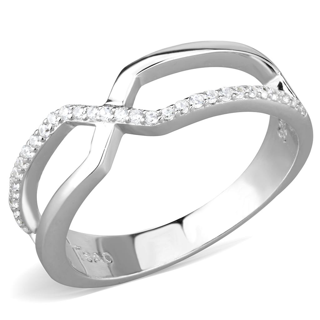 MATS540 - Rhodium 925 Sterling Silver Ring with AAA Grade CZ in Clear