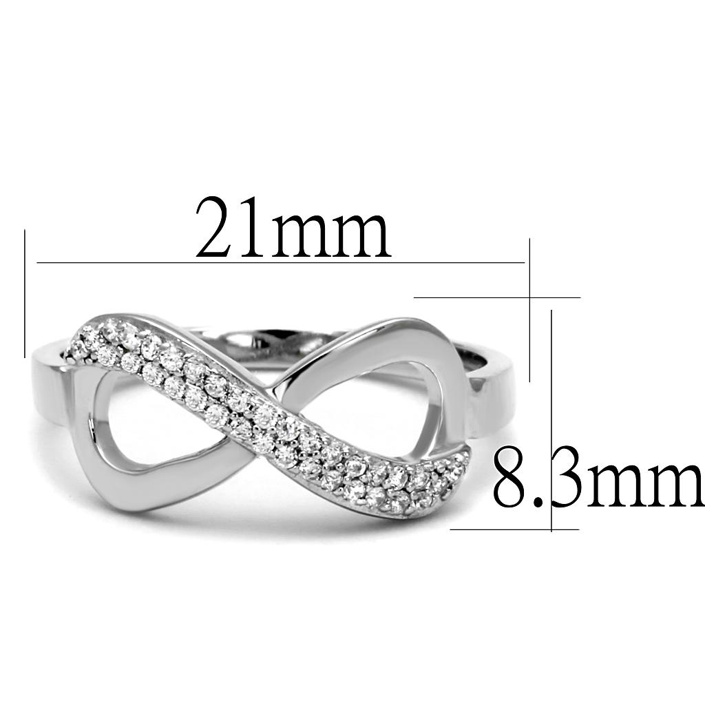 MATS541 - Rhodium 925 Sterling Silver Ring with AAA Grade CZ in Clear