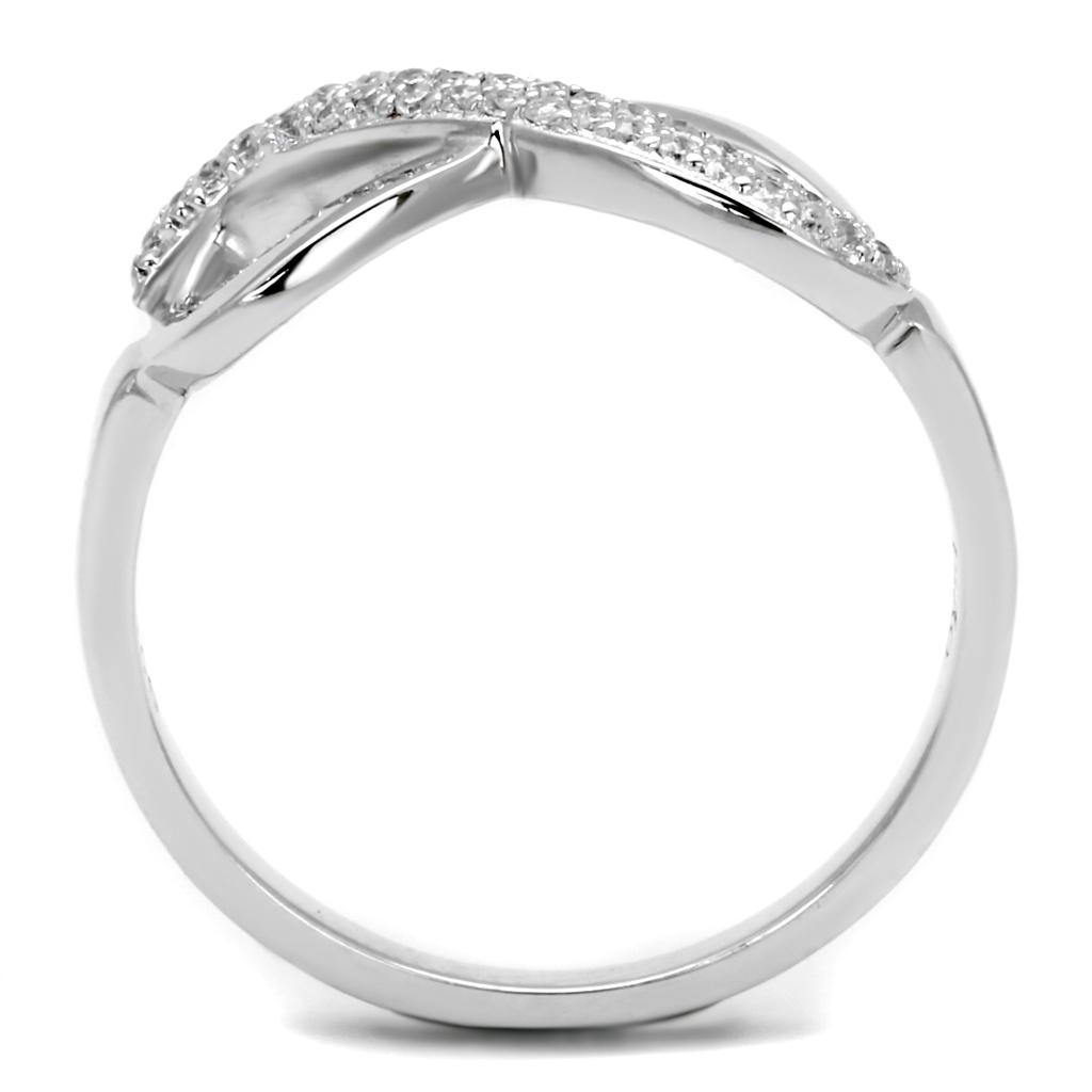 MATS541 - Rhodium 925 Sterling Silver Ring with AAA Grade CZ in Clear