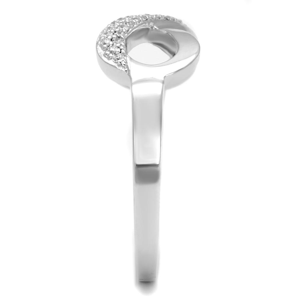 MATS541 - Rhodium 925 Sterling Silver Ring with AAA Grade CZ in Clear