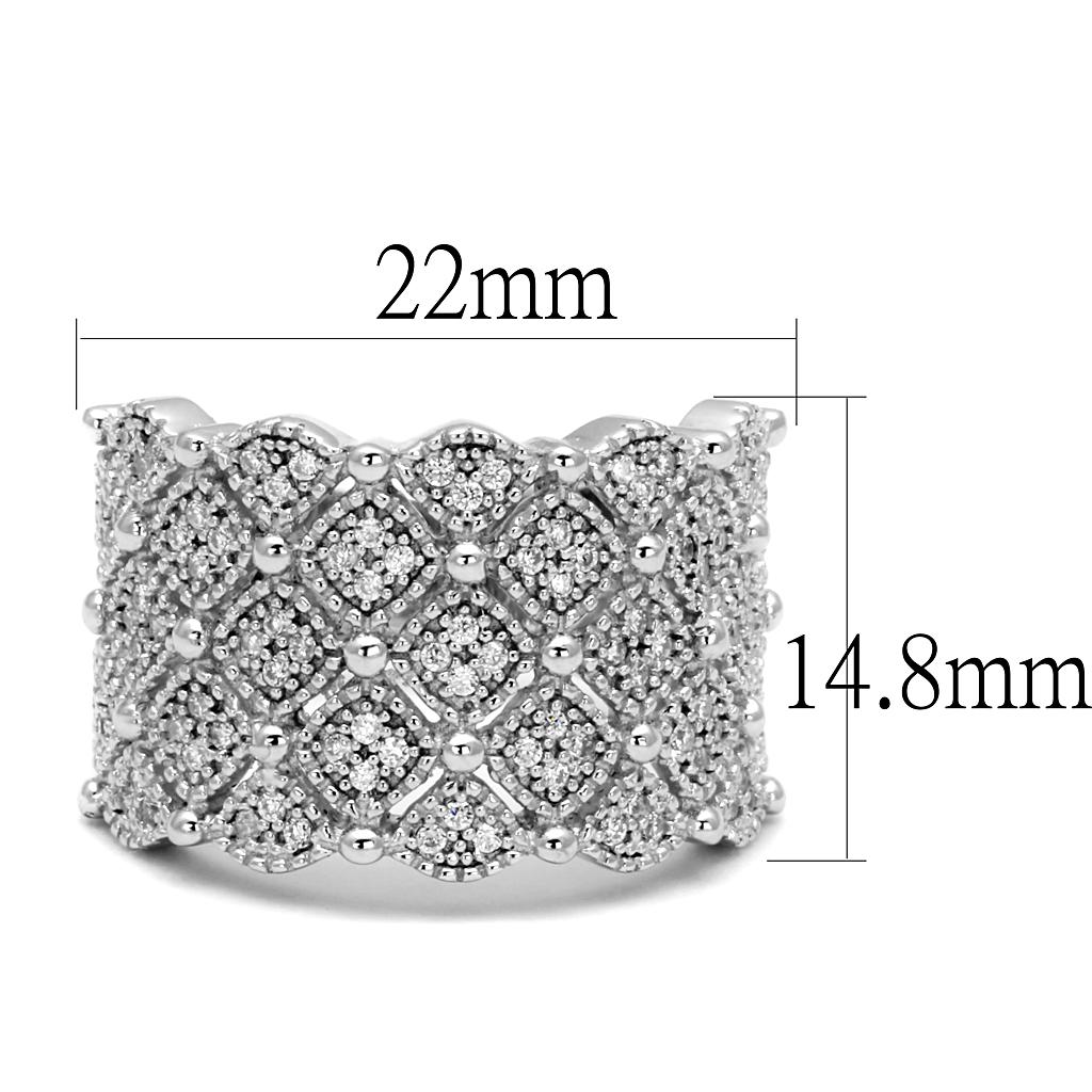MATS546 - Rhodium 925 Sterling Silver Ring with AAA Grade CZ in Clear