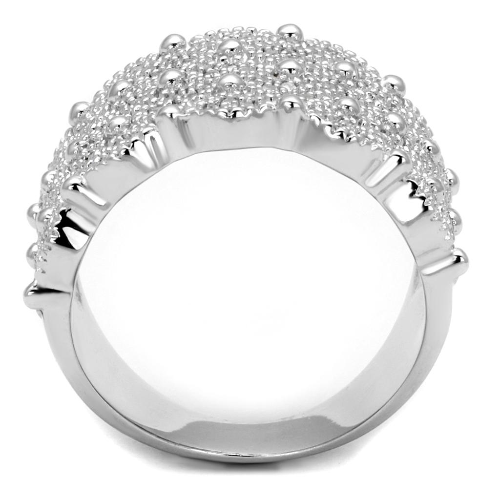 MATS546 - Rhodium 925 Sterling Silver Ring with AAA Grade CZ in Clear