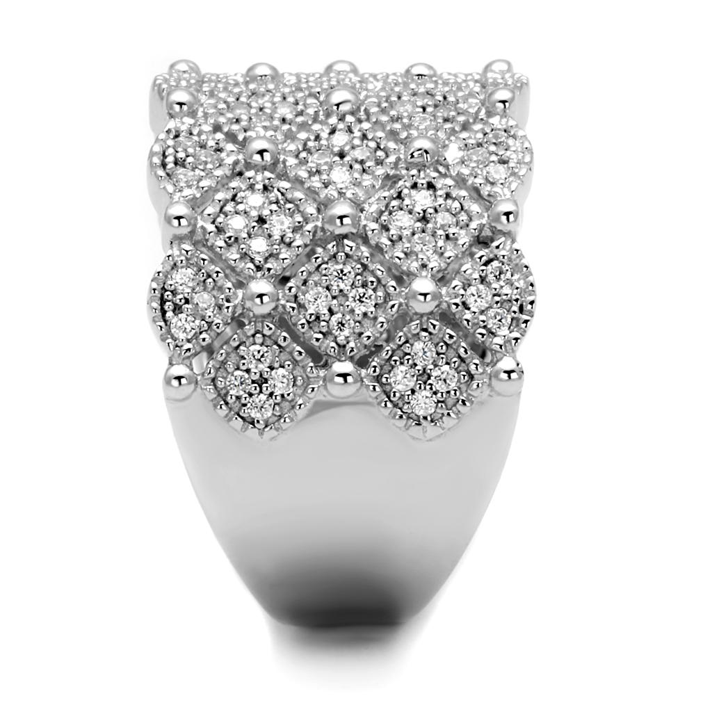 MATS546 - Rhodium 925 Sterling Silver Ring with AAA Grade CZ in Clear