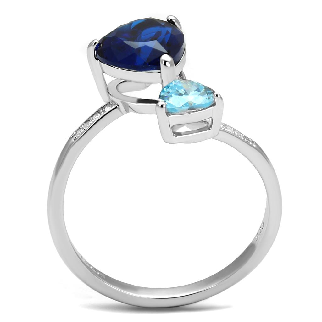 MATS554 - Rhodium 925 Sterling Silver Ring with Synthetic Synthetic Glass in Montana