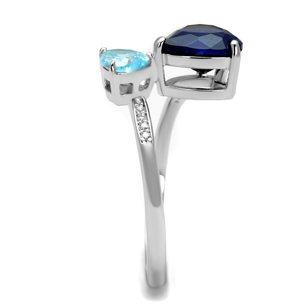 MATS554 - Rhodium 925 Sterling Silver Ring with Synthetic Synthetic Glass in Montana