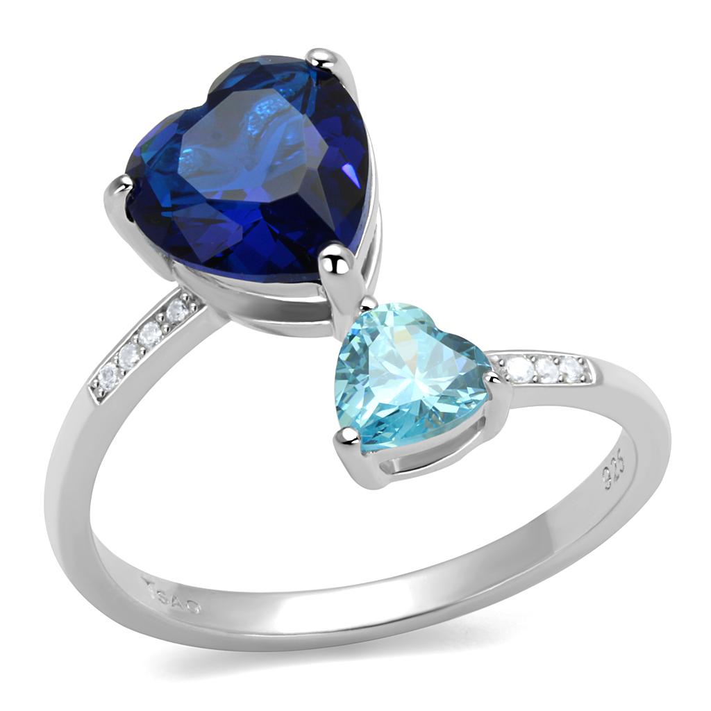 MATS554 - Rhodium 925 Sterling Silver Ring with Synthetic Synthetic Glass in Montana