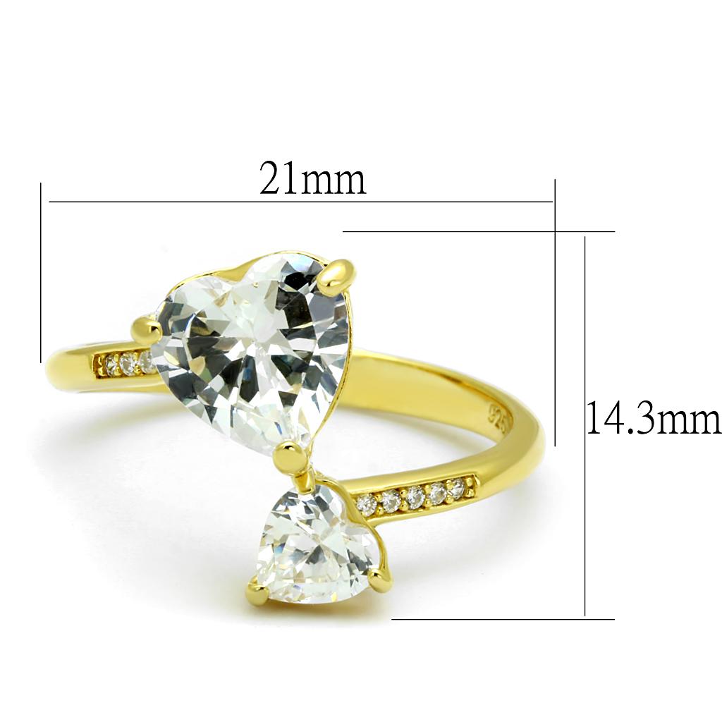 MATS555 - Gold 925 Sterling Silver Ring with AAA Grade CZ in Clear